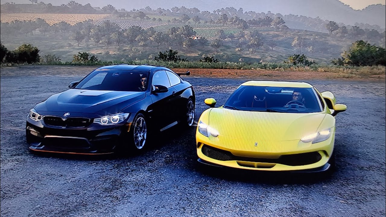 Forza Horizon 5 drag race Ferrari 296 GTB vs BMW M4 GTS