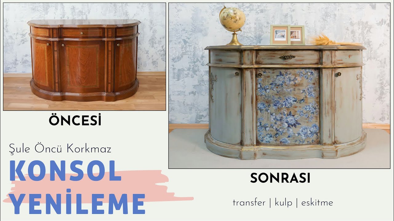 Konsol Boyama | Re-Design Transfer Uygulaması | Yağlı Boya Eskitme Tekniği | Mahzen Vintage