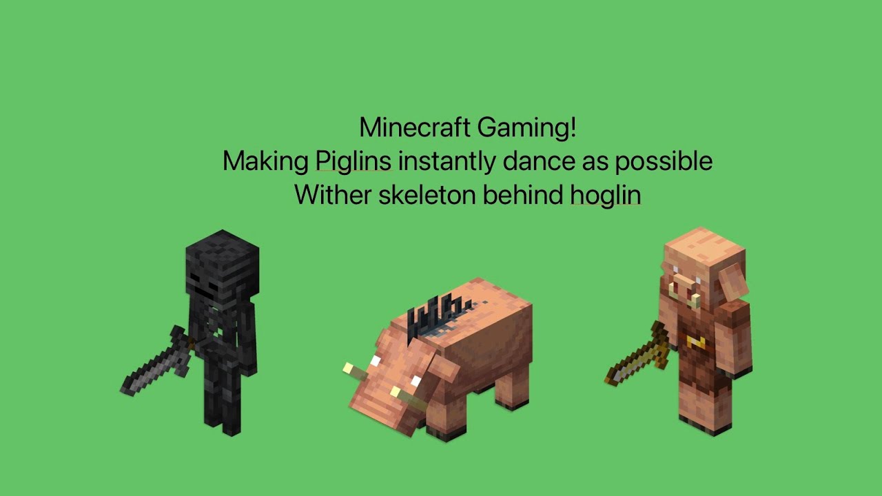 Minecraft Gaming! Making piglins instantly dance as possible. Wither skeleton behind hoglin.