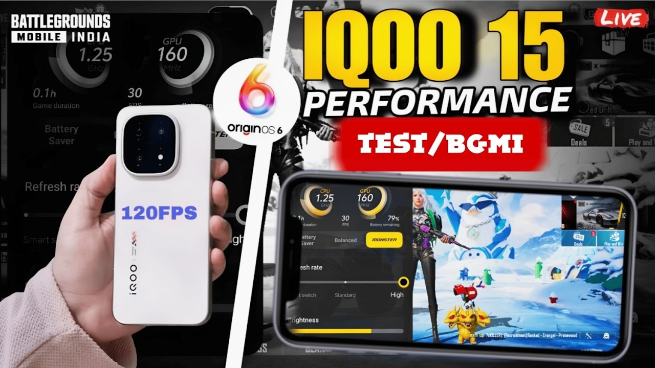 IQOO 15 120 FPS BGMI TEST 🔥 FPS METER LIVE | CONQUEROR TOP 100 PUSH GAMEPLAY #iqoo15 #bgmi #120fps