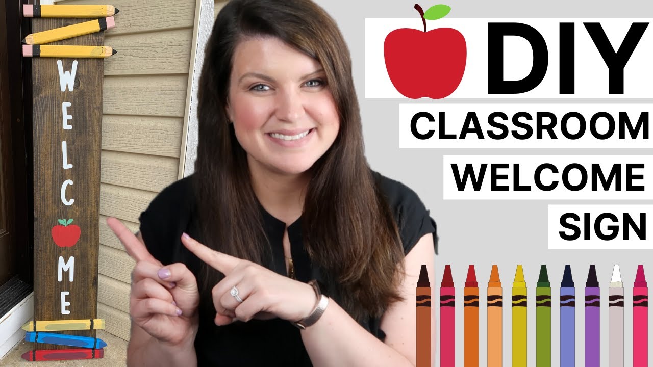 DIY Teacher Welcome Sign | Wood Classroom Entryway Sign