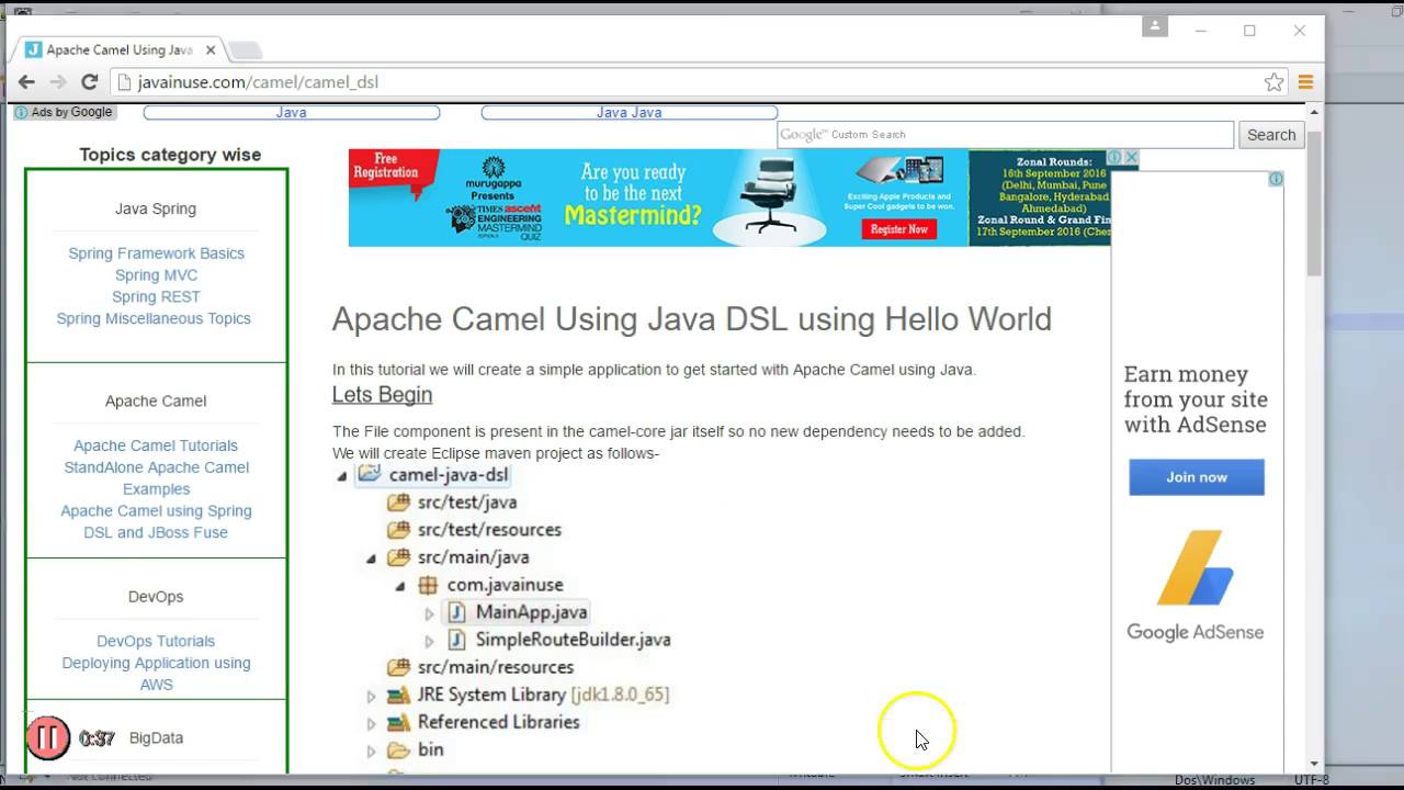 Apache Camel Tutorial - Hello World Example