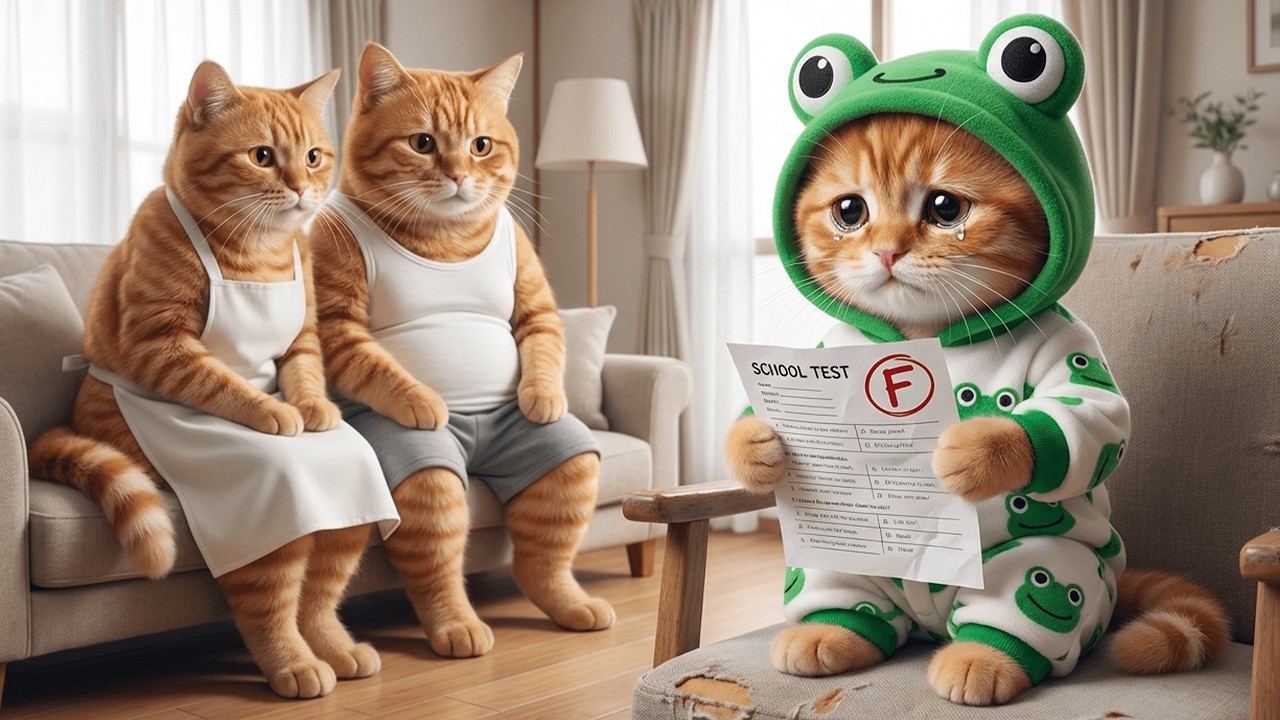 Ginger Kitten Gets a Low Score &mdash; Mama Cat Surprises Him with a Gift 🎁🐱