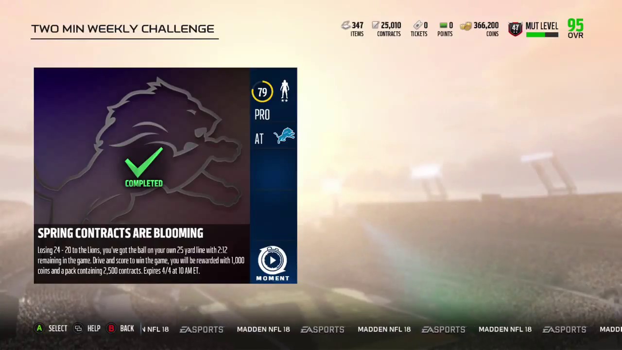 Madden 18 Ultimate Team New Two Minute Weekly Challenge Solo For This Week