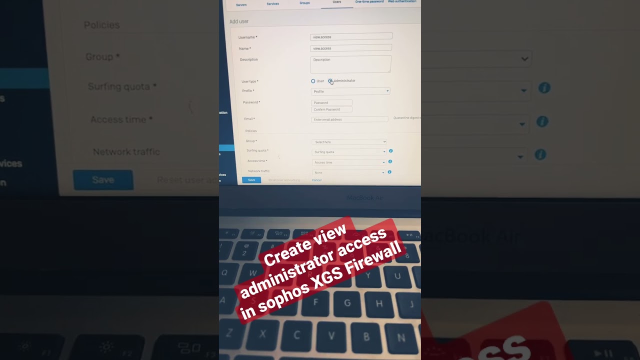 How to create administrator access view only in sophos xgs 136 #sophos #technology #technologynews