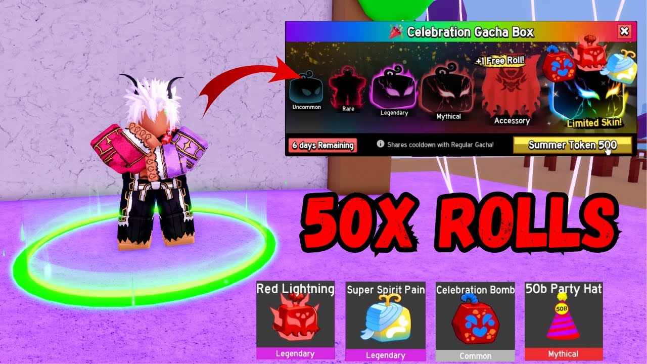 I Rolled 50x NEW Party Gacha to Unlock EVERY New Limited Item in Blox Fruits! 🎉🔥