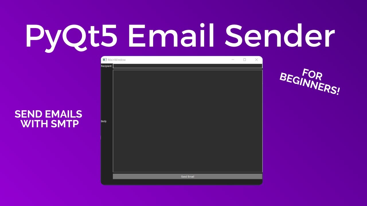 PyQt5 QtDesigner Email Sender Project tutorial - Python GUI Project for Beginners!
