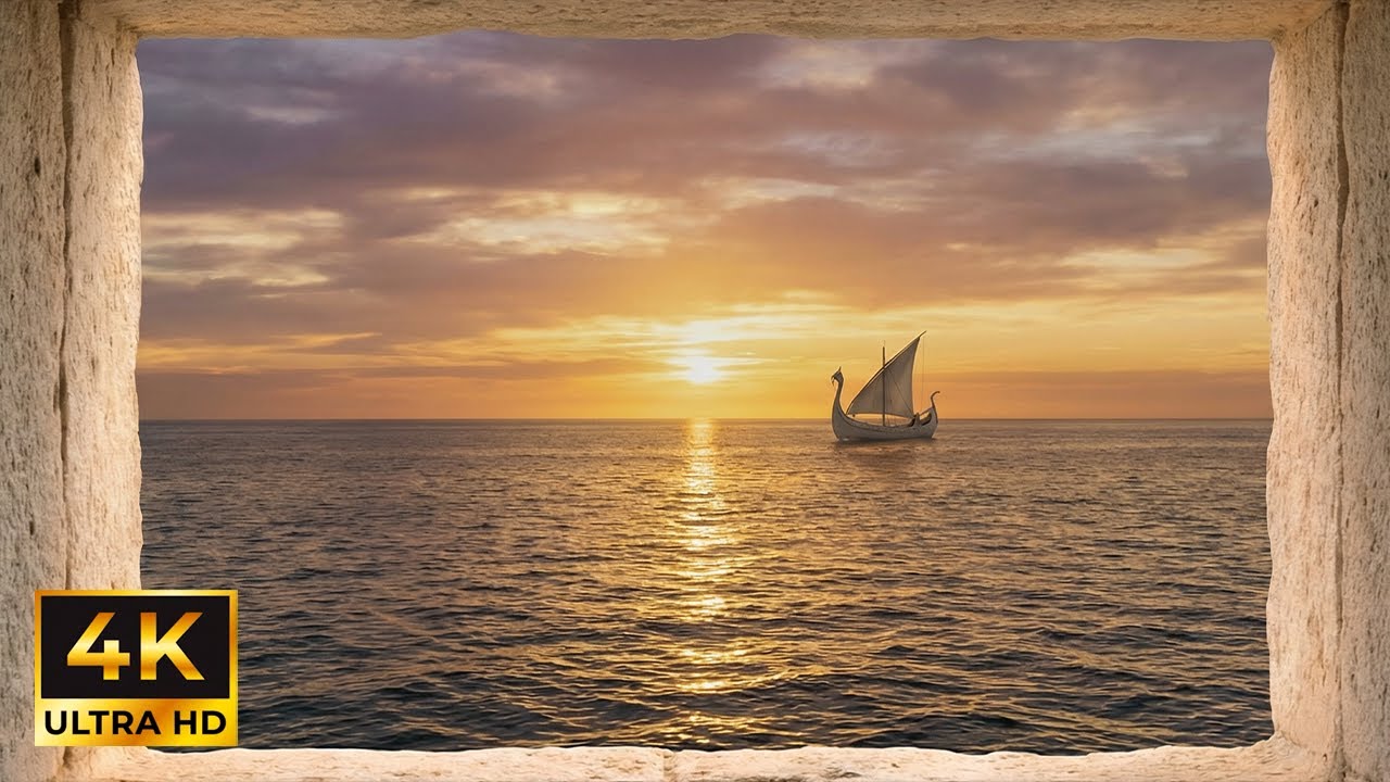Window View of the Sea at Sunset ⛵️ | Calm Ambience | For TV & Projector
