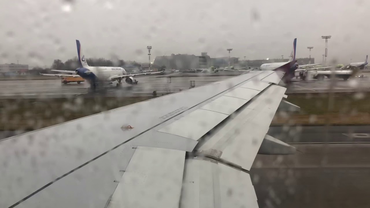 Qatar Airways A320 foggy takeoff from Moscow Domodedovo Airport=))