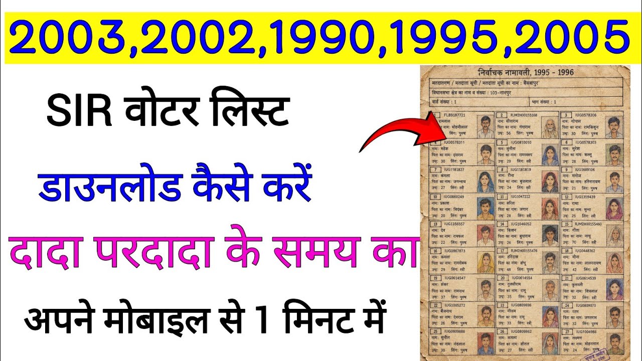 2003,2002,1990,1995,2005 SIR Voter List Download | 2003 SIR voter list download | SIR VOTER LIST |
