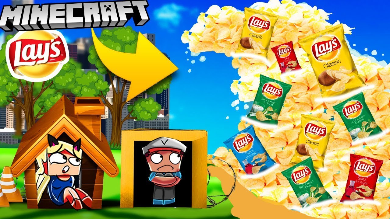 🌊 BAZA VS TSUNAMI CHIPSÓW LAY'S - MINECRAFT TSUNAMI CHALLENGE | Vito VS Bella