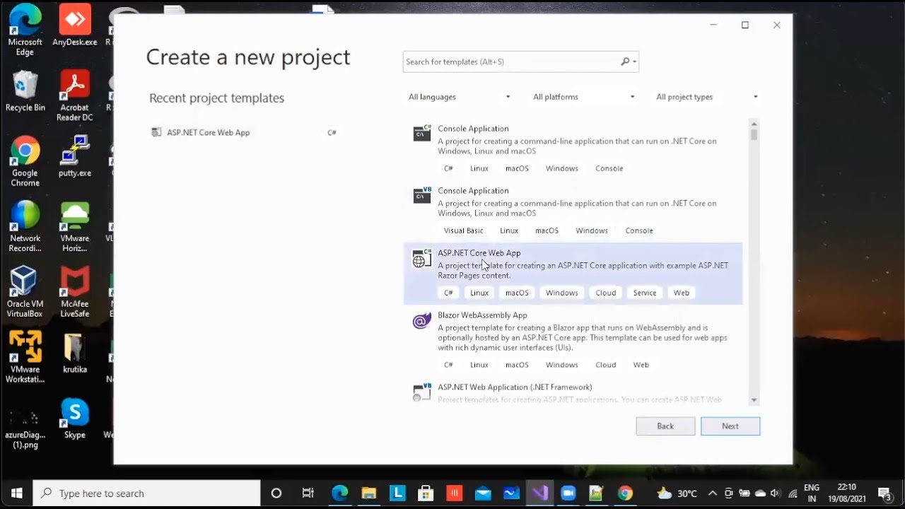 Deploy asp.net core application as Linux containers into an AKS/Kubernetes  on windows 10