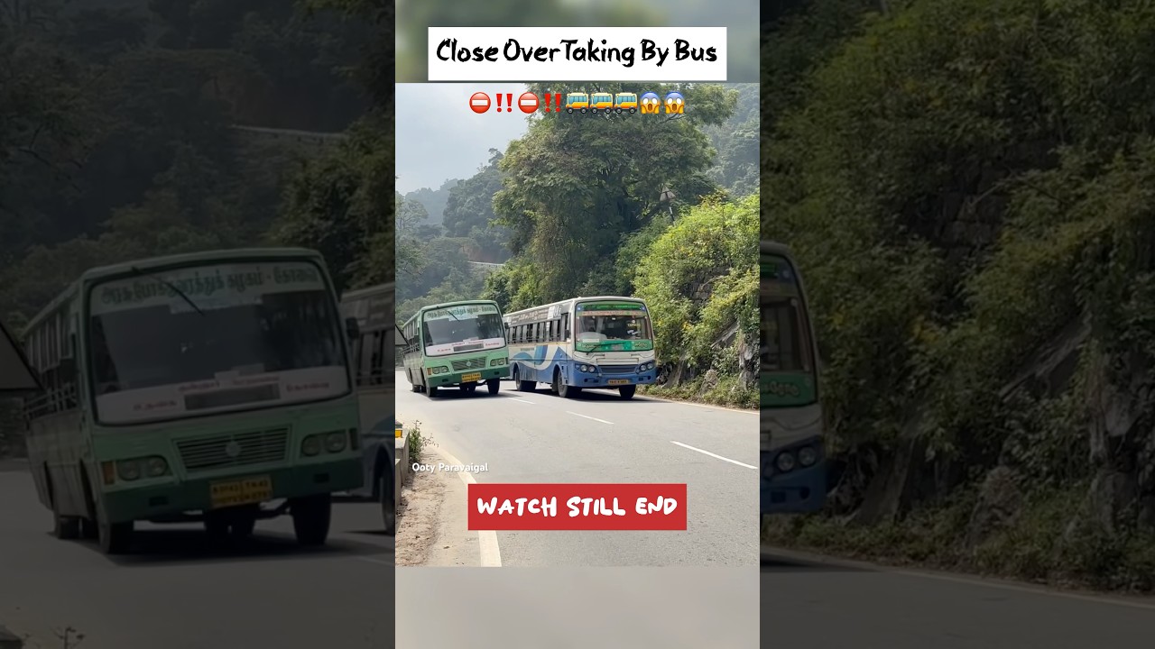 Heart stopping moment&rsquo;s of 2 Bus overtaking in hill road #dangerous #trending #bus