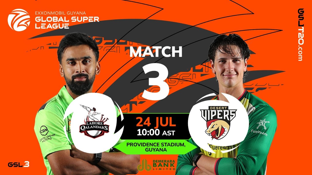 LIVE | Match 3 | Lahore Qalandars vs Desert Vipers | GSL T20 2026