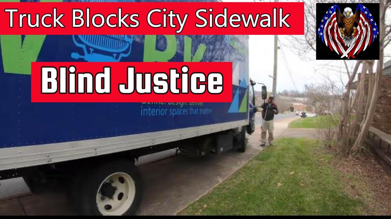 Blind Justice Confronts Library: Truck Blocking Sidewalk Sparks Unexpected Debate!