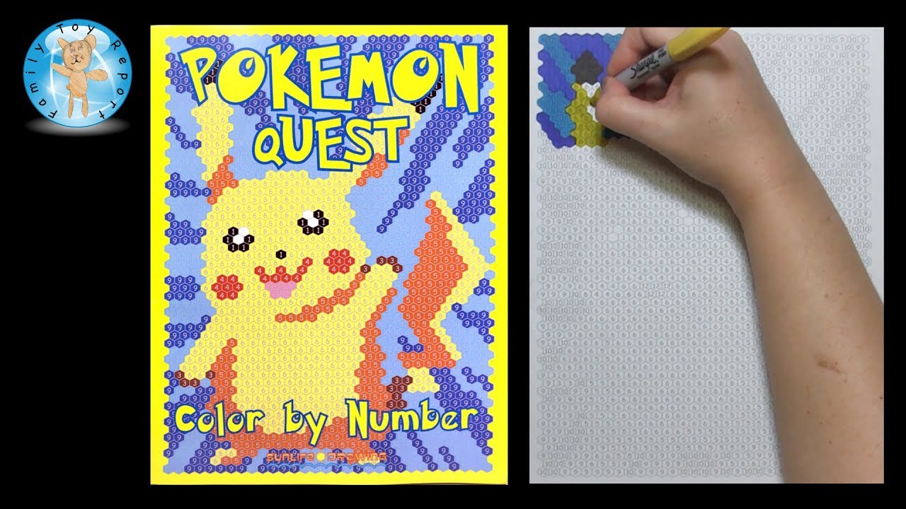 Pikachu Pokemon Quest Color by Number Coloring Book Speed Color --- Family Toy Report