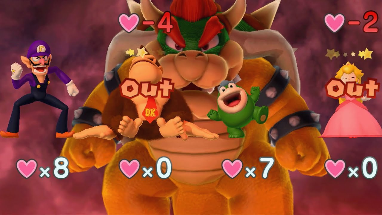 Mario Party 10 - Waluigi vs Donkey Kong vs Spike vs Peach vs Bowser - Chaos Castle