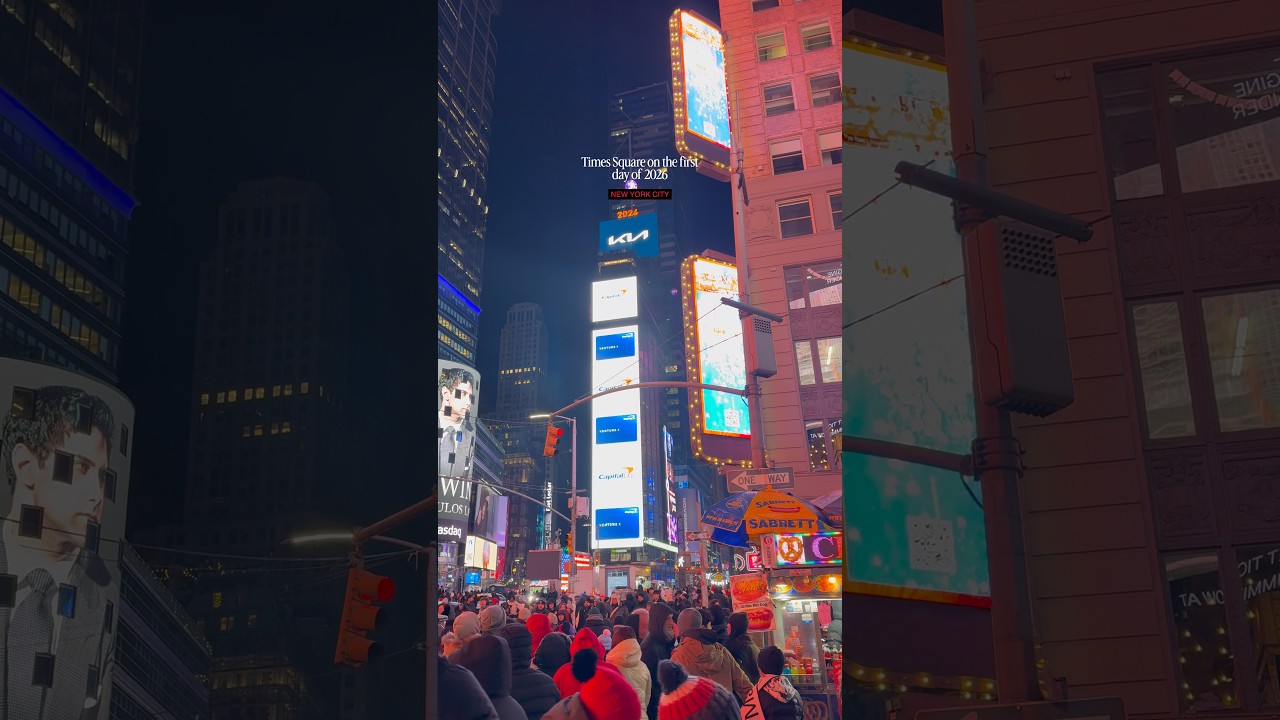 Times Square on the first day of 2026 