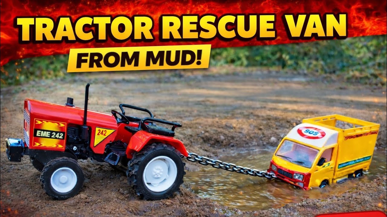 Amazing Toy Tractor Rescue Mission! 🚜 Van Stuck in Mud #toytractor #minitoys #youtubekids 