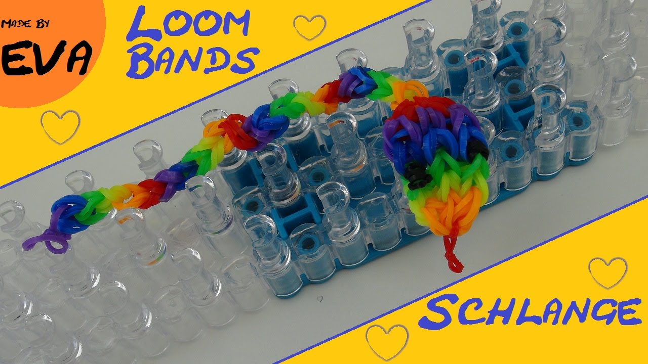 DIY loom bands SCHLANGE Anleitung deutsch - Tiere Charm Schlüsselanhänger Regenbogen