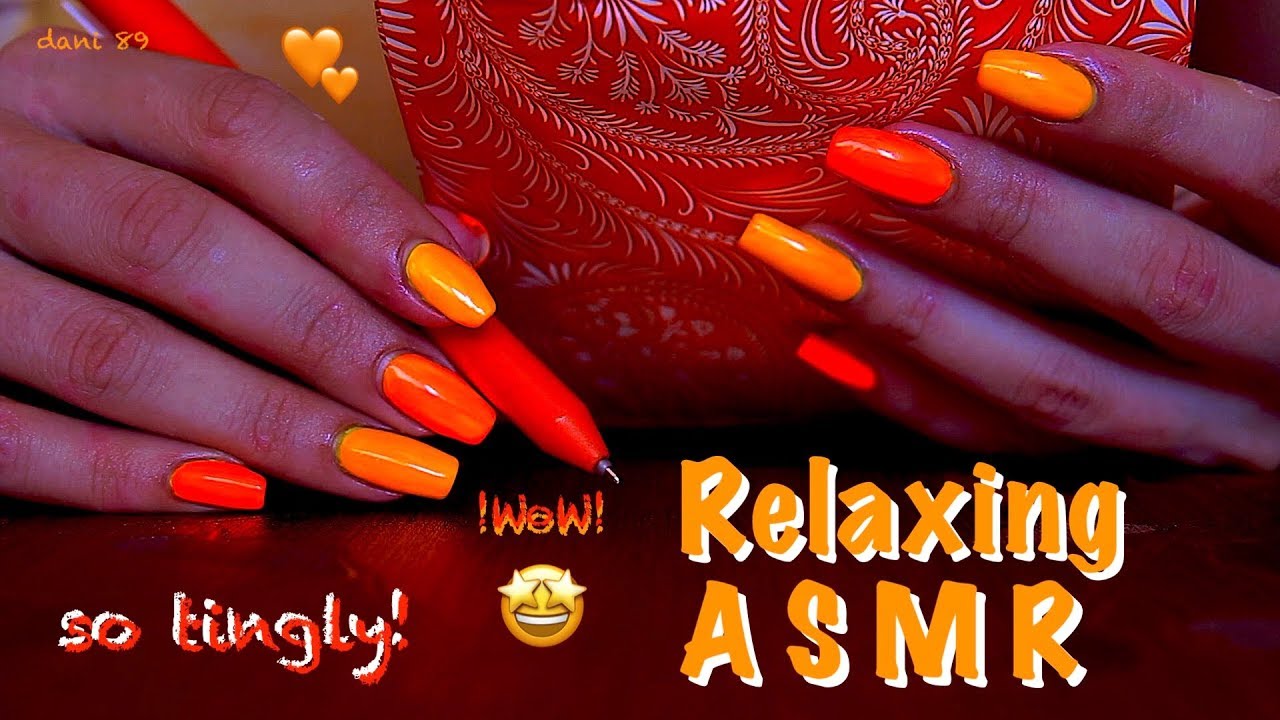 🍊Total NEW look for my Nails 🧡 Fluorescent ORANGE theme for the Best ASMR sound ever✴️REALLY TINGLY📴