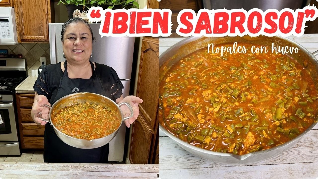 NOPALES CON HUEVO EN CHILE ROJO  🌶️ Receta Mexicana Fácil y económica