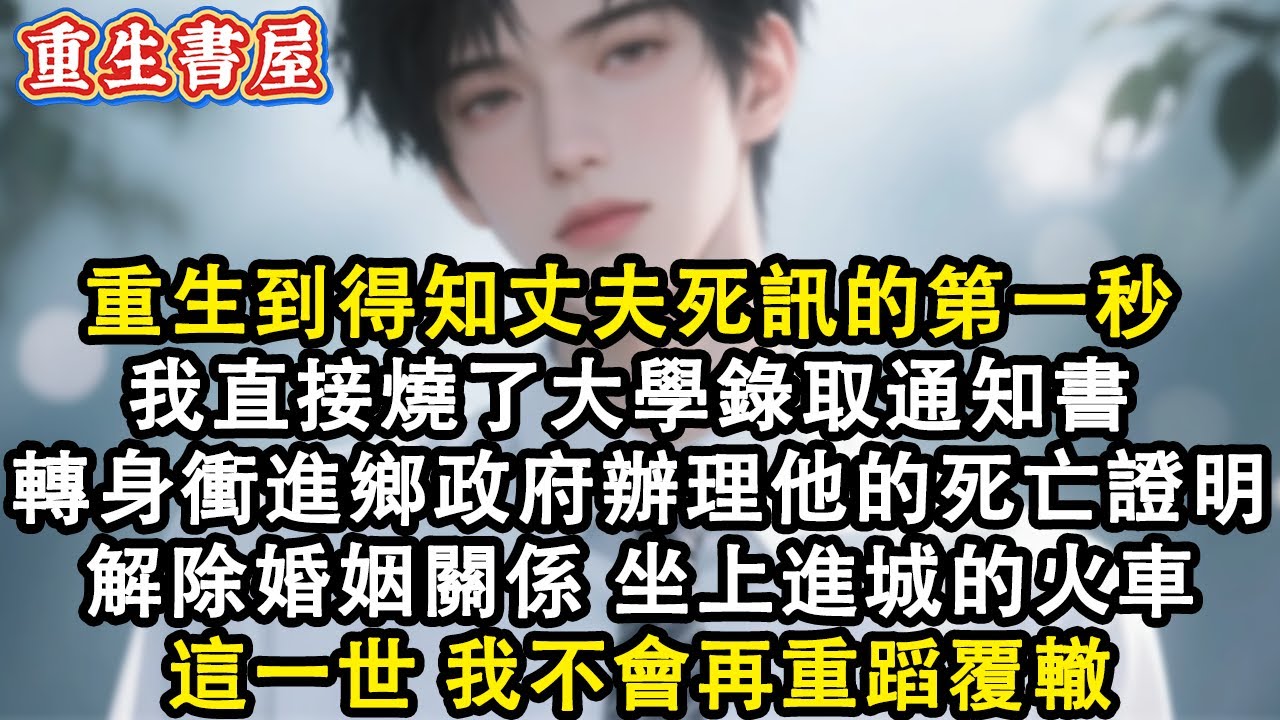 【重生爽文】重生回到得知丈夫死訊的第一秒 我直接燒了大學錄取通知書 轉身衝進鄉政府辦理他的死亡證明 解除婚姻關係 坐上進城的火車 這一世 我不會再重蹈覆轍#小說 #重生故事 #爽文