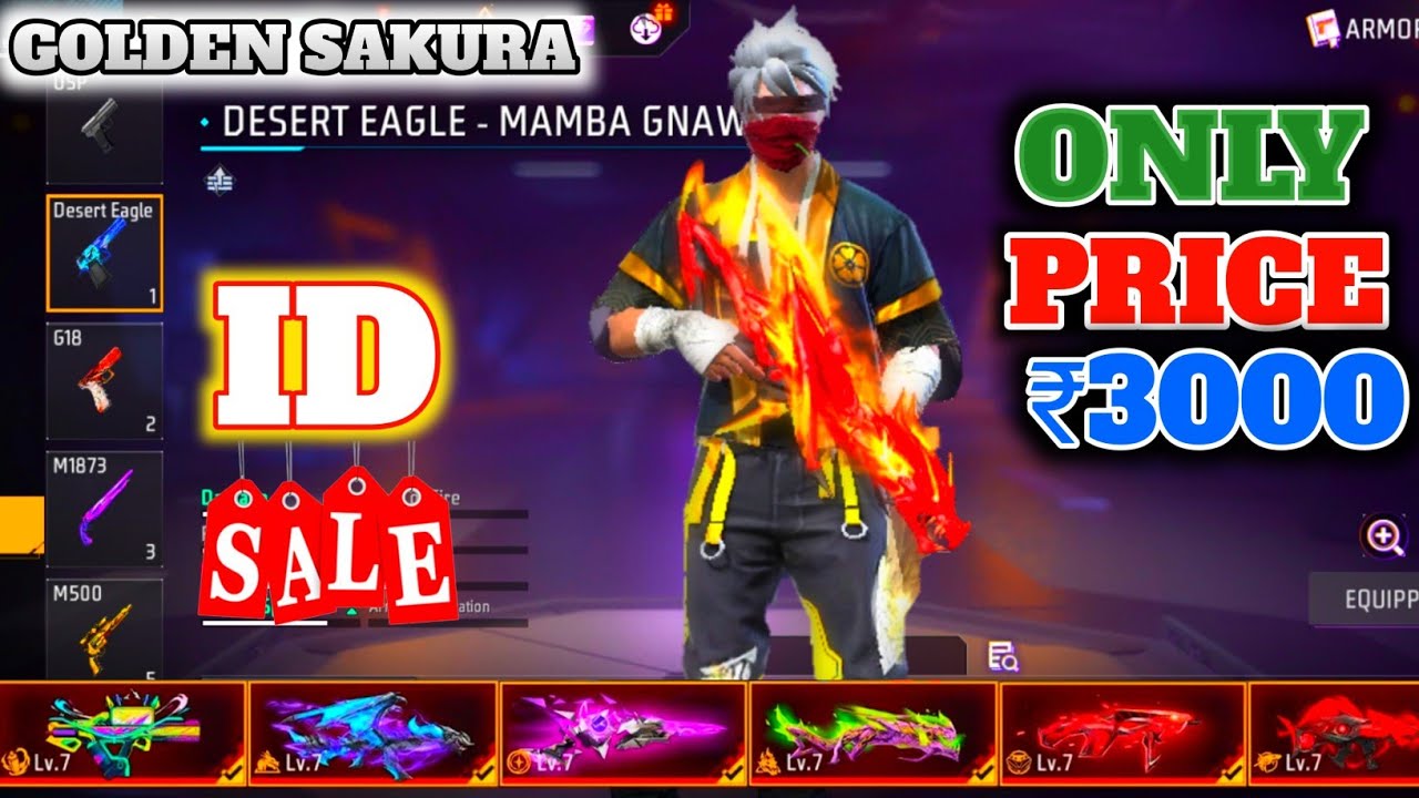 Free Fire Golden Sakura bundle Id Sell 🤯| id Sell Low Price | Free Fire id Sell Today|All Evo GunMax