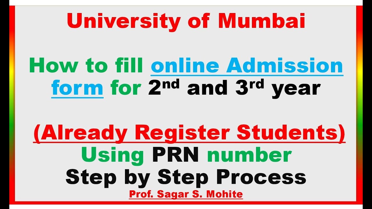 How to fill online Admission form for 2nd and 3rd year Students | Mumbai University | Step by Step