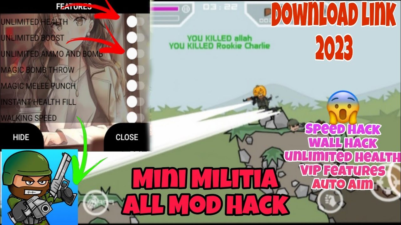 Mini Militia All MOD Hack Download Link🔥||Speed hack, wall hack, unlimited health and VIP Features😱