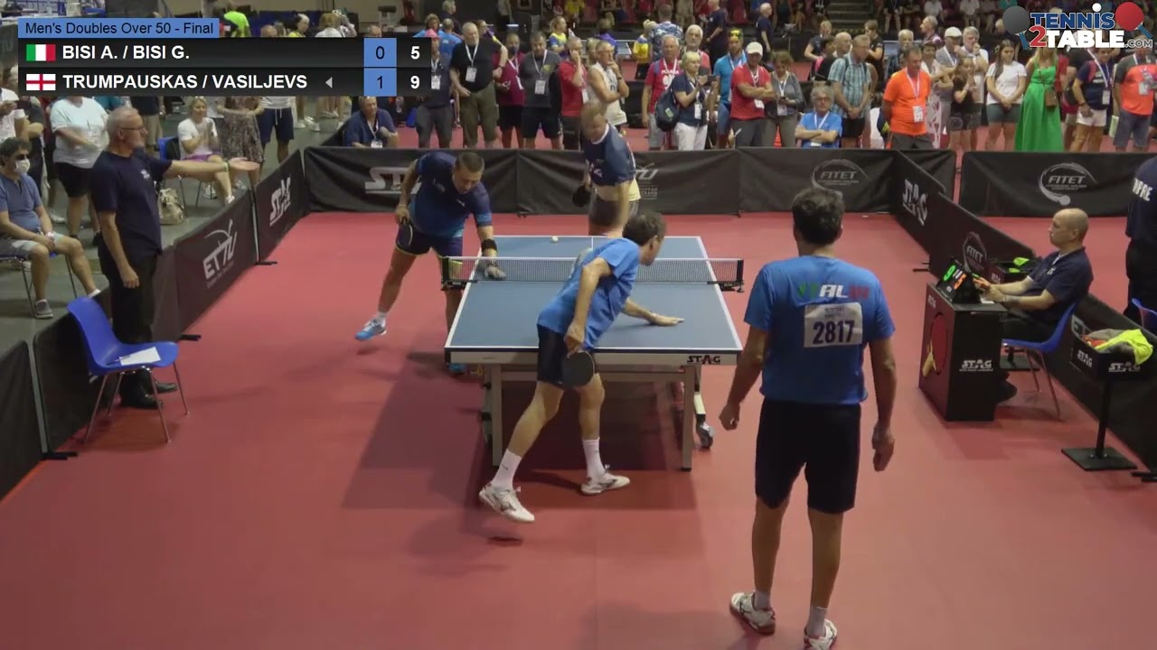 BISI BISI vs TRUMPAUSKAS VASILJEVS Championnats d'Europe Vétérans 2022 tennis de table Rimini
