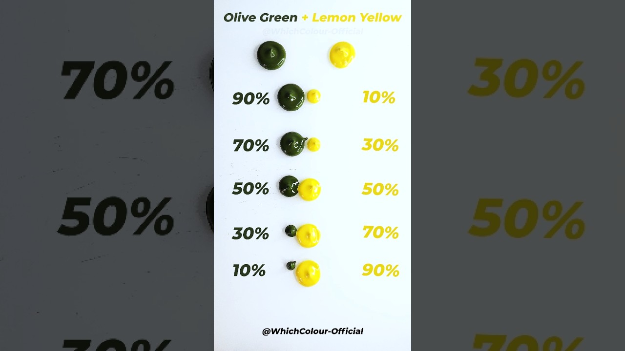 Olive Green Vs Lemon Yellow Colour Mixing Video | Acrylic Color Mixing Tutorial #acrylicpainting