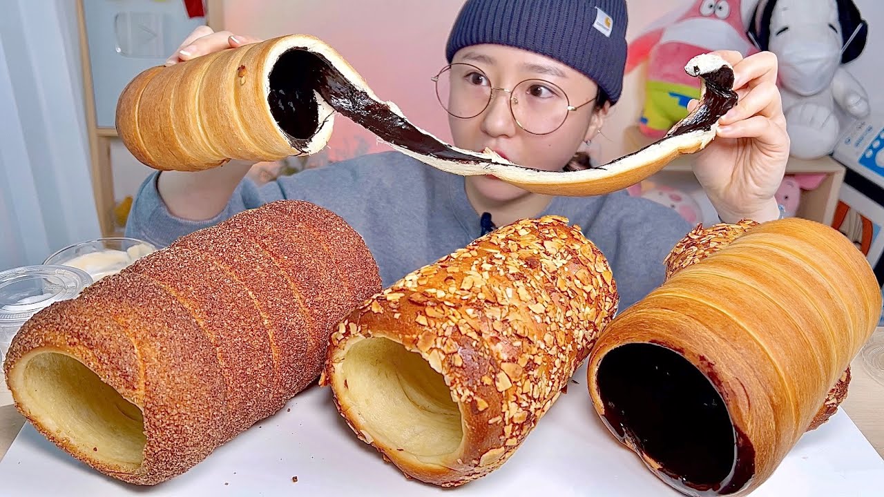 체코🇨🇿 굴뚝빵🥖 시나몬 초코🍫 아몬드 굴뚝빵 디저트 먹방 Dessert Mukbang