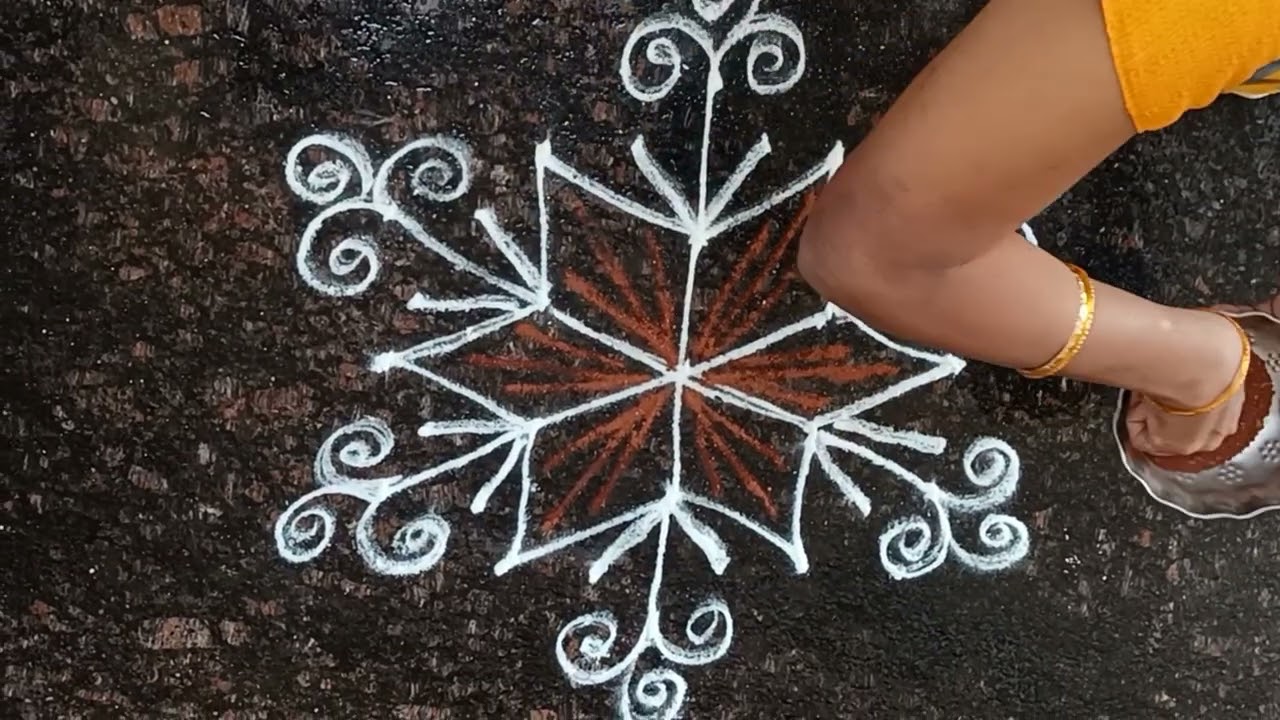 5*3 rangoli design 😍 #rangoli #akkirangoli #creativity #muggulu #easyrangoli