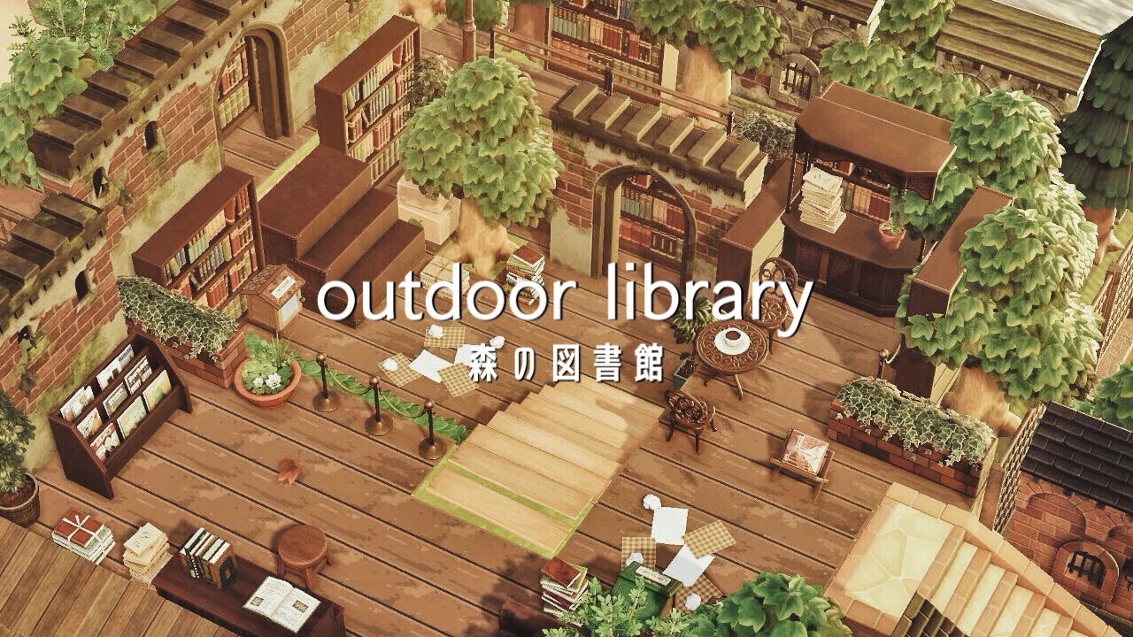 高低差のある森の図書館 | Sunken Outdoor Library | Speed Build | Animal Crossing New Horizons あつ森