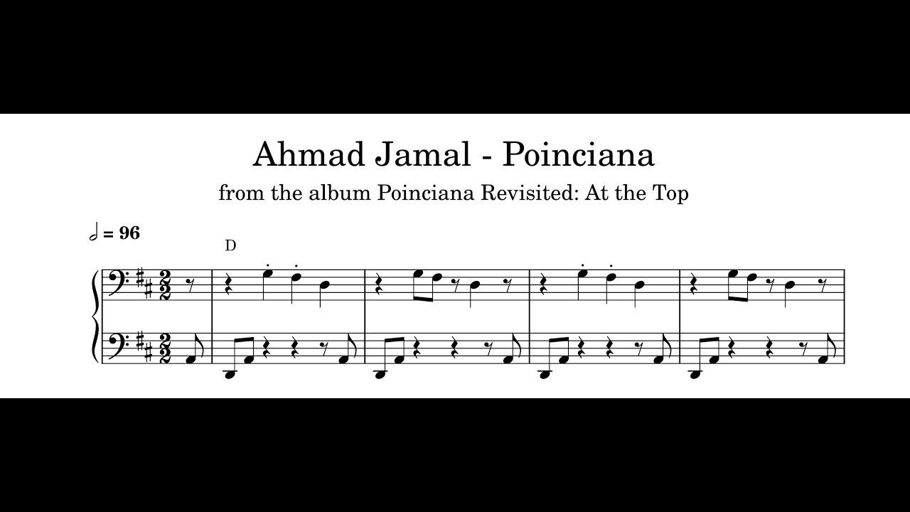 Ahmad Jamal - Poinciana - Piano Transcription (Sheet Music in Description)