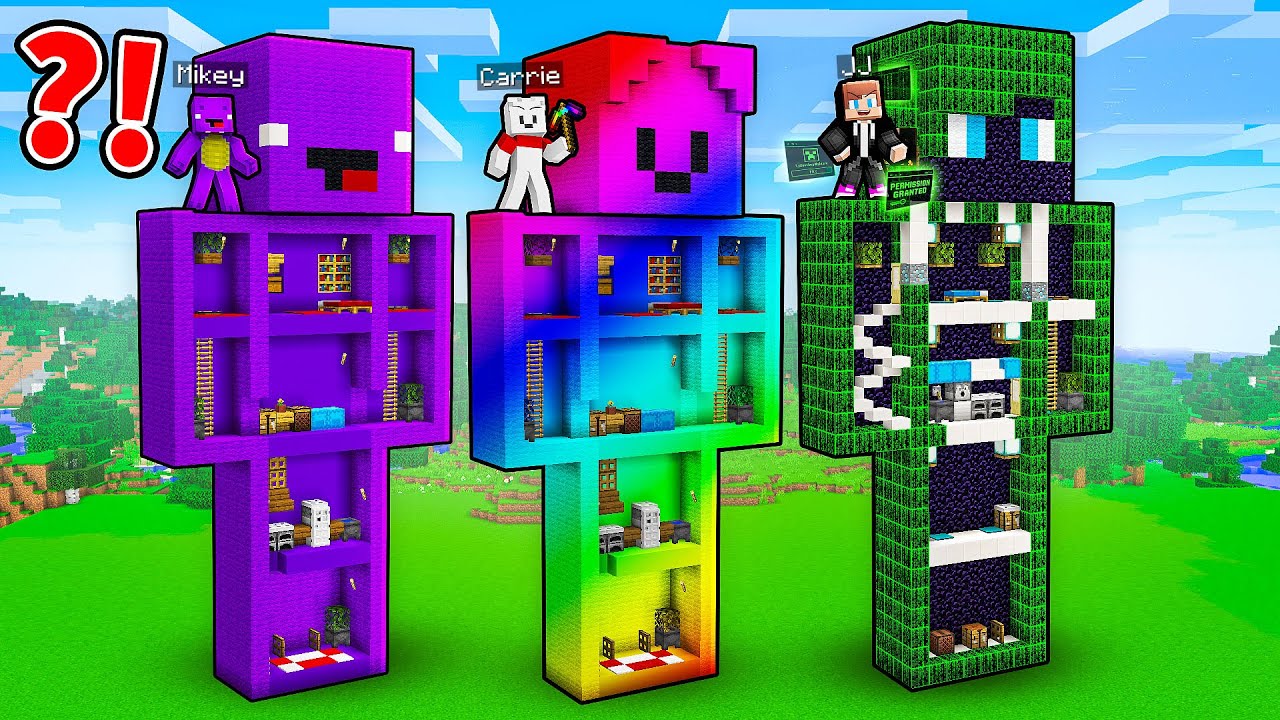 JJ vs Mikey vs Carrie: SECRET STATUE BATTLE in Minecraft - Maizen