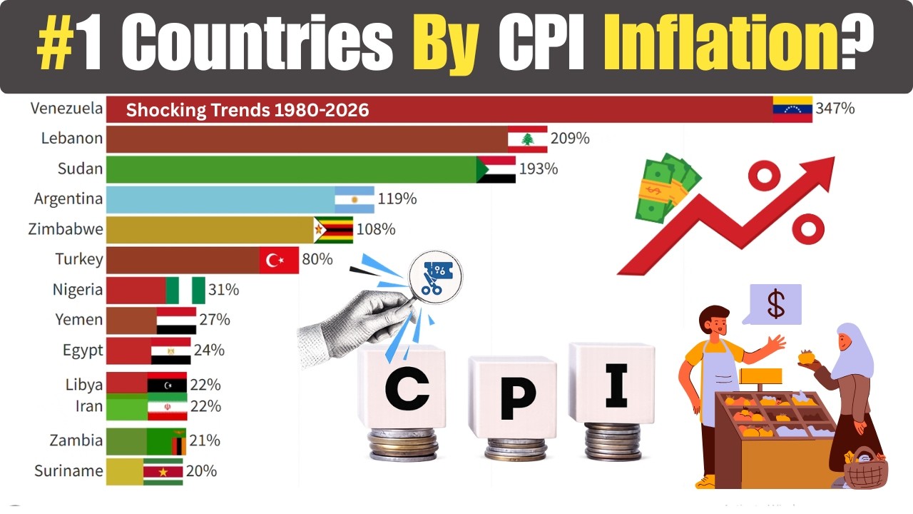 Top Countries By CPI Annual Inflation (1980&ndash;2026) 📈 Economic Chaos Revealed!