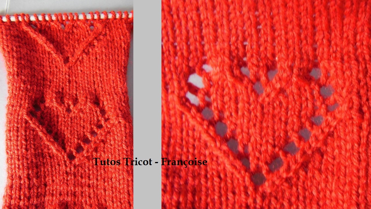 Tuto Tricot Cœur Ajouré | Apprendre à tricoter un motif Cœur avec un fond de jersey endroit