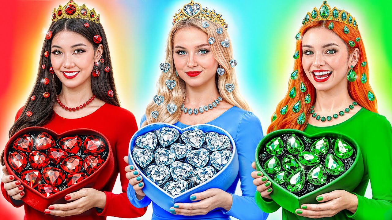 Девушка Изумруд, Рубин и Бриллиант Челлендж с Едой | Эпичная Битва с Едой от Multi DO Girls