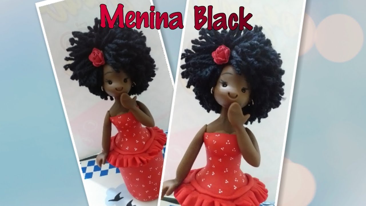 COMO FAZER BONECA DE BISCUIT?  Menina Black no Vidro de Xarope- Reciclagem