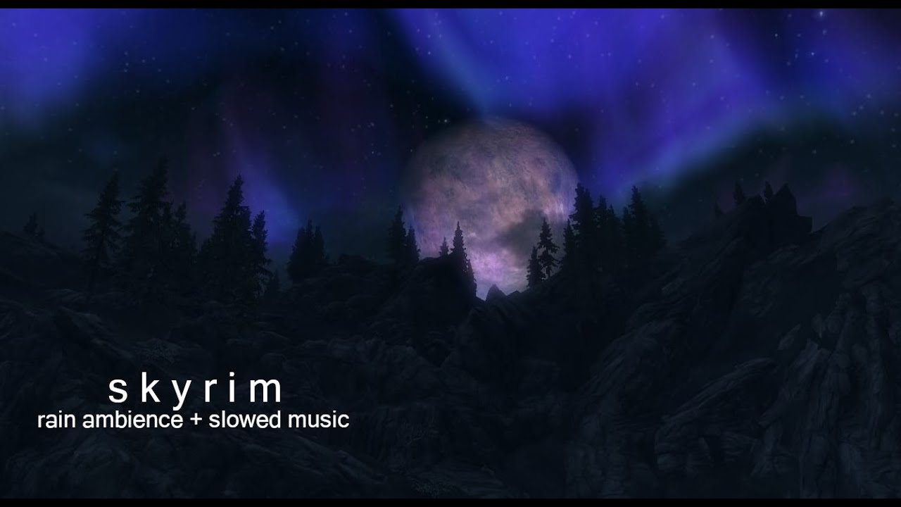 Skyrim - Rain & Thunder Ambience with Slowed Music for Sleep