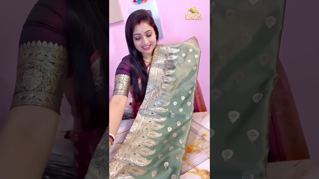 পেস্টাল কালার সাটিন বেনারসী #shortvideo 