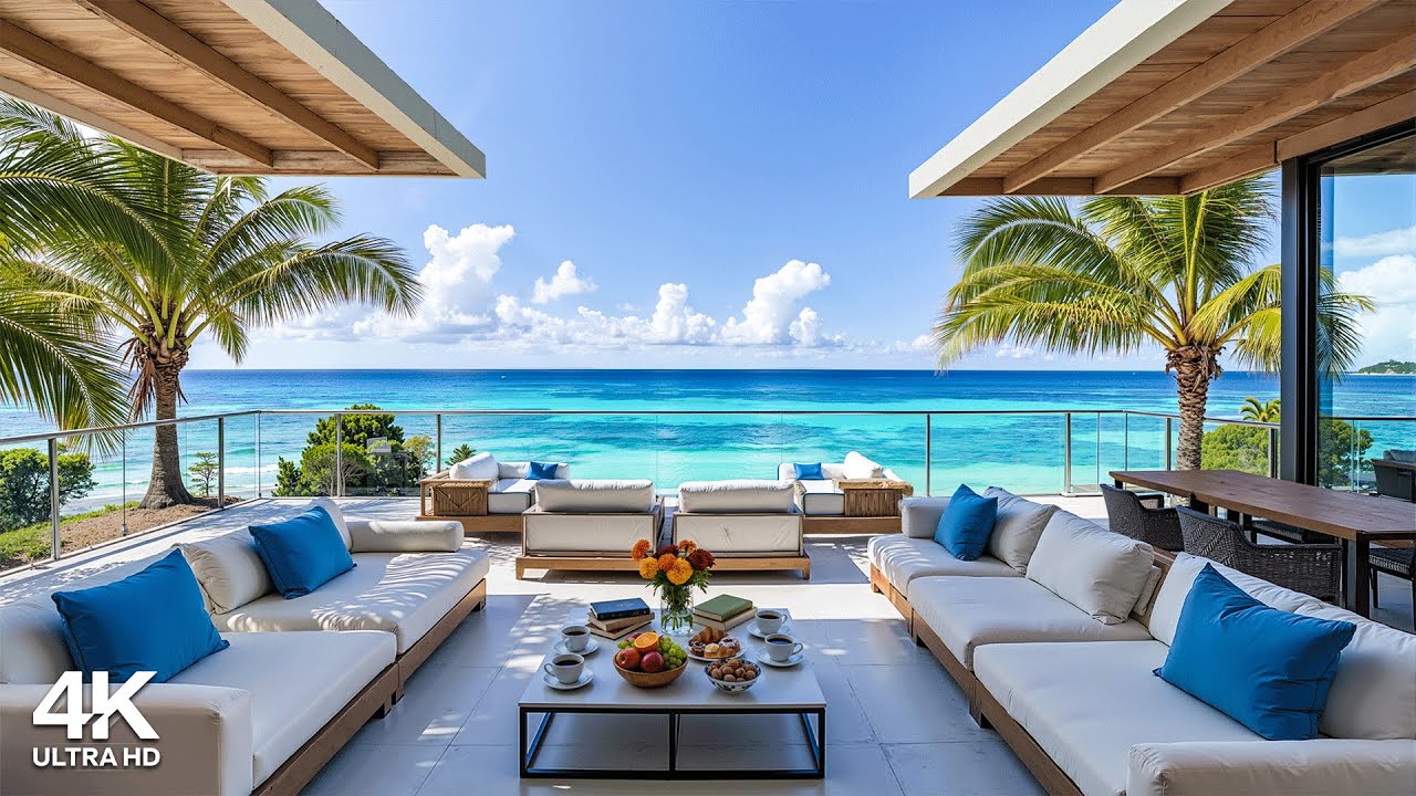 Relaxing Morning Jazz at Beach Retreat Ambience ~ Happy Bossa Nova Jazz & Soft Waves for Uplifting