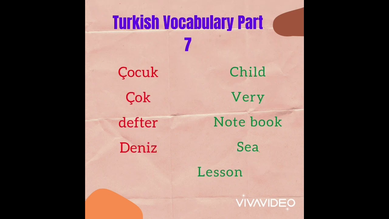 Turkish Vocabulary Part 7|   