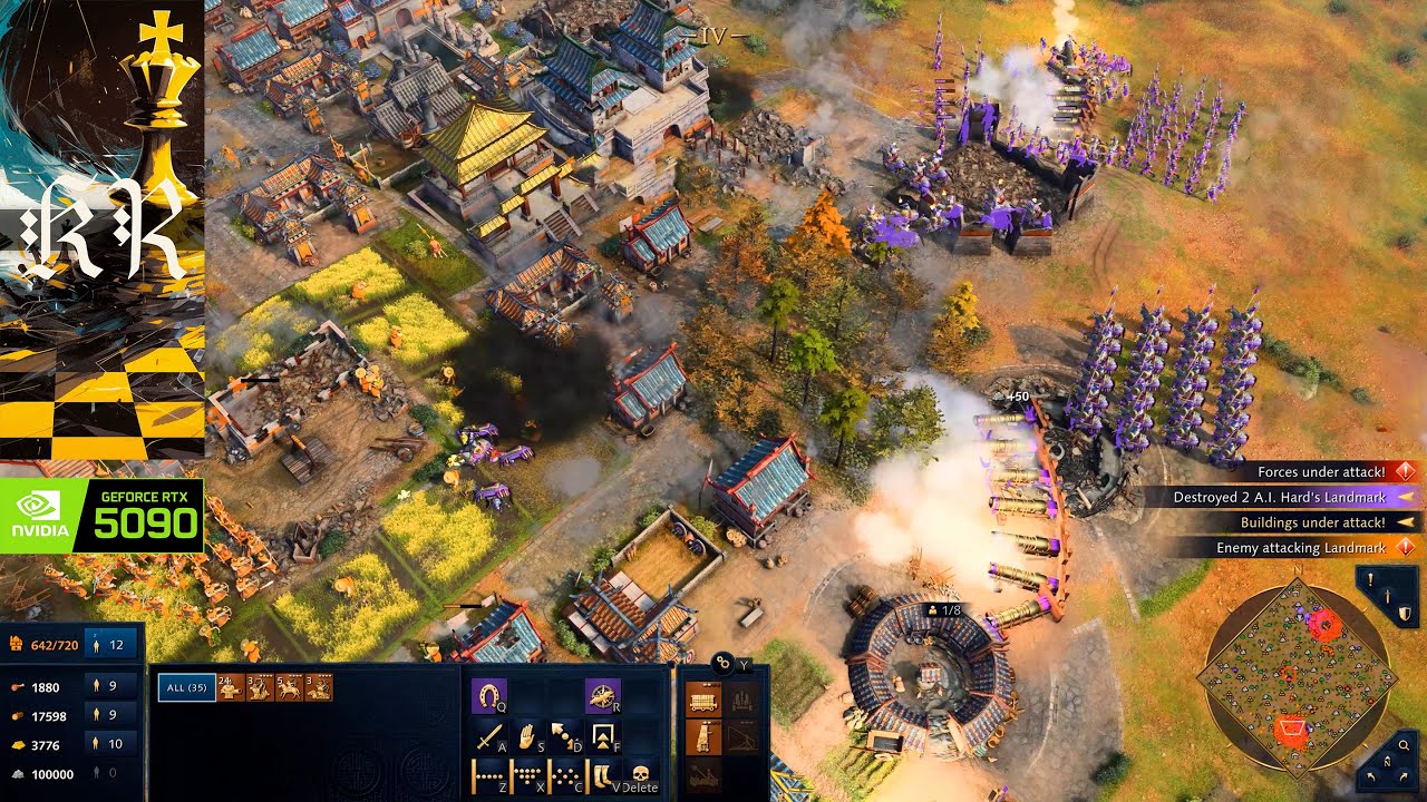 Age of Empires 4 | 4K Ultra RTX 5090 | Mongols vs Chinese | Land War on Prairie Map