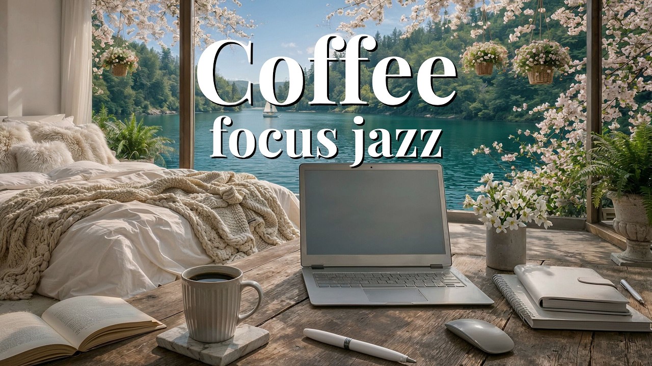 Cozy lakeside jazz for work & study☕ Smooth Background Music for Focus & Productivity.