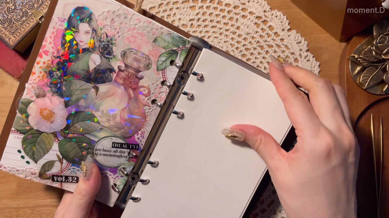 ASMR 6공 다이어리 꾸미기✨ 프레임으로 심플한듯 아름답게 ♥️ Aesthetic Art Journaling #scrapbooking #コラージュ #collage 다꾸