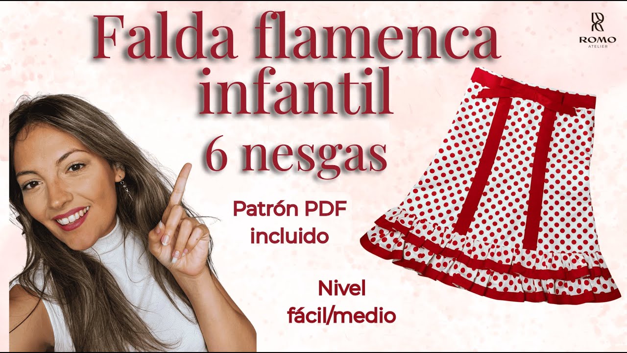 Cómo hacer una Falda Flamenca Infantil (6 Nesgas) · Tallas 2 a 14 · Tutorial Paso a Paso + Patrón🤩💃​