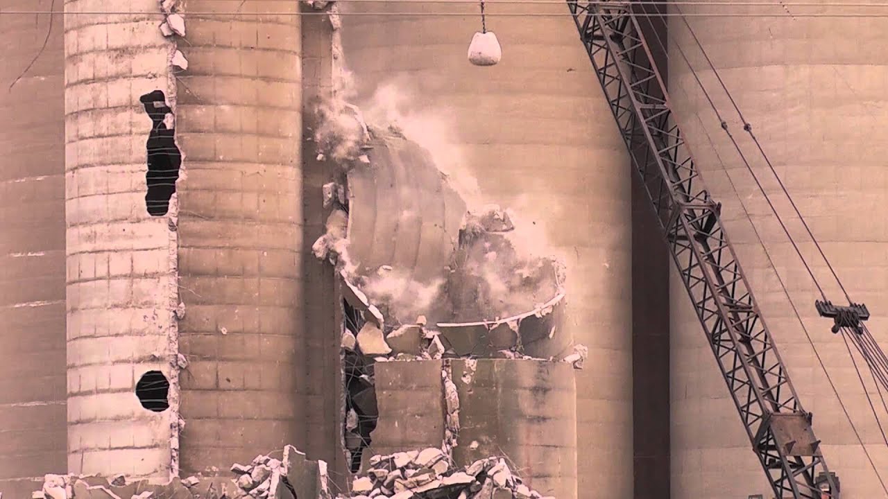 Some wrecking ball action at the grain elevator in Haycroft. May 12 2012
